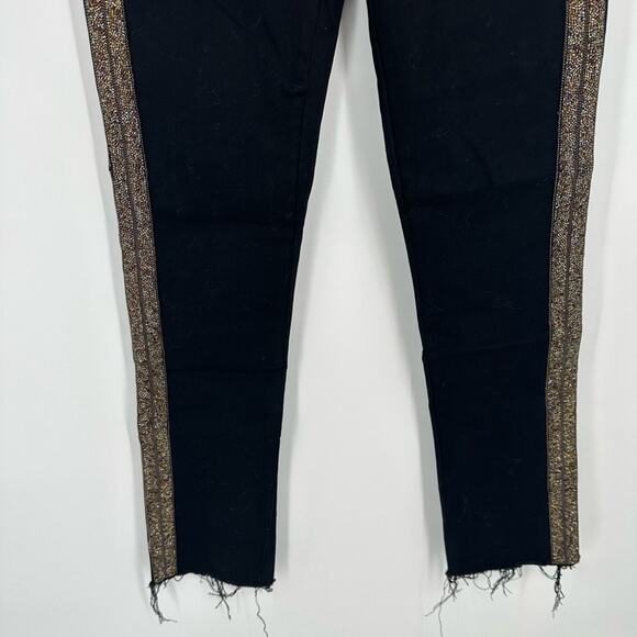 MOTHER The Rascal Ankle Fray Jeans in Guilty Flash Sz 26 Side Stripe Beaded NWT - Picture 6 of 15